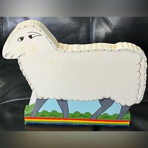 Vintage IKEA wooden lamb / sheep single bookend - Charming Sheep Wooden Decor